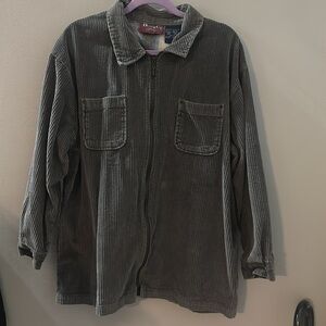 Denim And Co Full Zip Corduroy Jacket Womens 1X Large Gray Y2K VTG